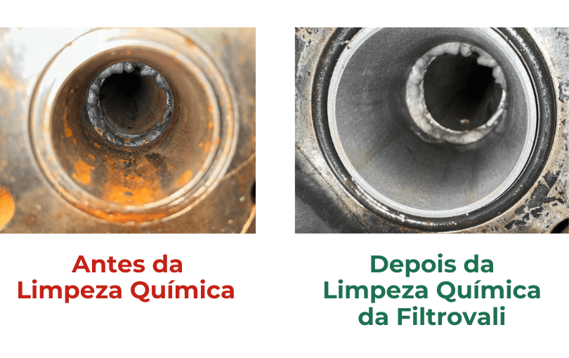 Antes e depois da Limpeza Quimica da Filtrovali 2 - Afinal, qual a diferença entre limpeza química, decapagem e passivação em tubulações industriais?